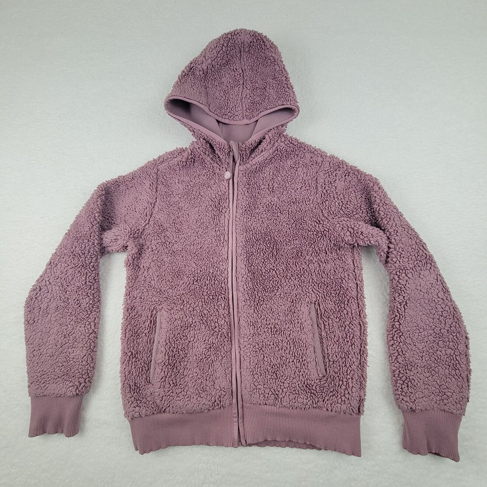 Athleta Girl So Snug Sherpa Zippered Jacket XL Dark Sugarplum Mauve Rose ***READ